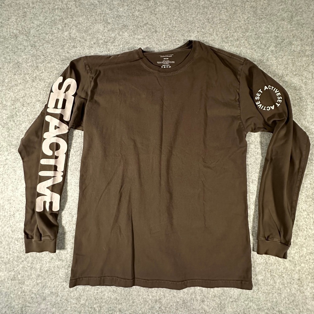 SET ACTIVE Long Sleeve T-Shirt Womens Medium Brown Graphic Cotton